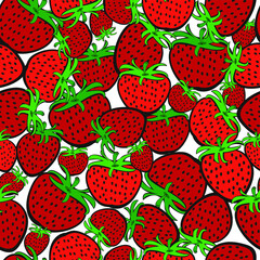 Seamless vector pattern strawberries on a white background. - 362944066