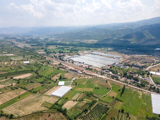 Fototapeta na wymiar Aerial view of town of Kresna, Bulgaria