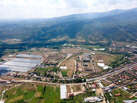 Aerial view of town of Kresna,  Bulgaria