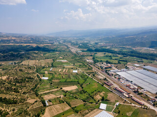 Aerial view of town of Kresna,  Bulgaria