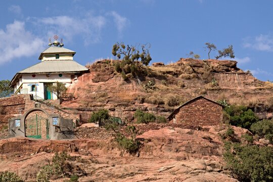 View of the church in Mendae village. Tigray region. Ethiopia. Africa.