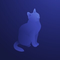 Vector Blue Sitting Cat Illustration