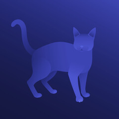 Vector Blue Staying Cat Illustration