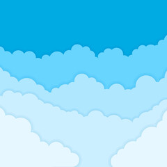 Floating Paper Clouds Background - Vector floating paper clouds on a blue background. EPS10 file with transparency.