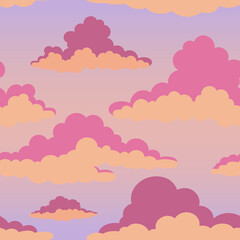 Vector Pink Cloud Sky Seamless Pattern
