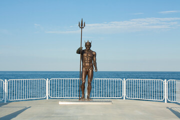 Sculpture of Neptune on sea pier, resort complex St. St. Constantine and Helen, Varna, Bulgaria © Iva