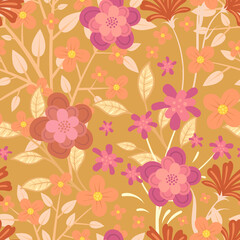 Vector Color Flowers Seamless Pattern