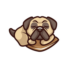 Cute pug dog cartoon logo vector mascot character