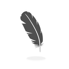 Feather Quill Black Silhouette Vector Icon Illustration Sign Symbol