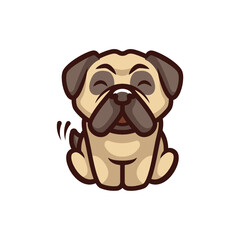 Cute pug dog cartoon logo vector mascot character
