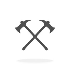 Crossed Tomahawks Icon Indian National Weapon Native American Ax  Black Silhouette Vector Illustration Sign Symbol