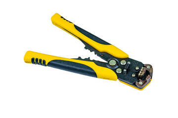 Yellow wire stripper isolated on a white background