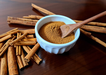 Cinnamon is a spice obtained from the inner bark of several species of trees of the genus Cinnamomum (family Lauraceae), used in sweet and savory foods. We have cinnamon powder and cinnamon stick.