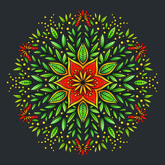 Vector Color Abstract Floral Mandala Illustration