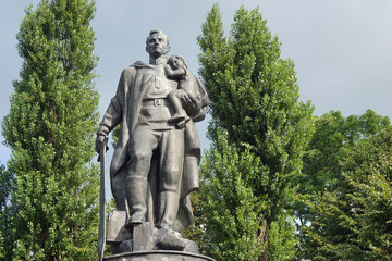 Fototapeta na wymiar Kaliningrad region. Sovetsk (former Tilsit). Monument to the Liberator Soldier