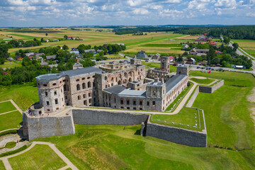 Krzyztopor Castle Poland. Aerial view of old, ruined castle in Ujazd, Świetokrzyskie Voivodeship, Poland.