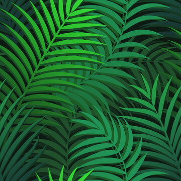 Vector Green Tropical Leaf Seamless Pattern