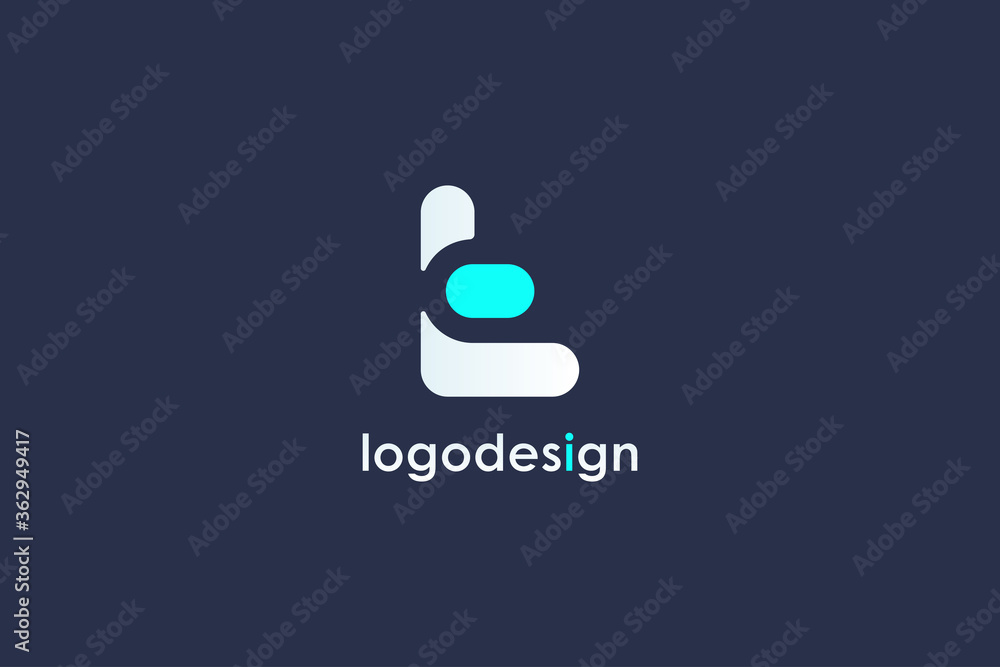 Poster abstract initial letter t and l linked logo. white blue linear rounded style isolated on blue backgr
