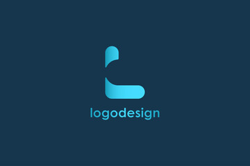 Abstract Initial Letter L Logo. Blue Light Rounded Shape Liquid Style isolated on Blue Background. Usable for Business and Branding Logos. Flat Vector Logo Design Template Element