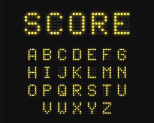 Realistic digital scoreboard font set, vector illustration