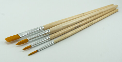 Paint brushes on a white background