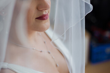 bride lips and vail