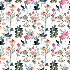 wild floral watercolor flower seamless pattern for background, fabric, textile, fashion, wallpaper, wedding etc.