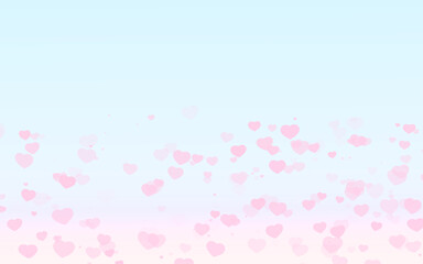 Valentine day pink hearts on blue background.