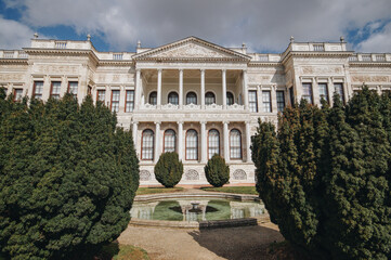 Istanbul, Turkey-March 18, 2020 Dolmabahce Palace in Istanbul, Turkey. Copy space for text.