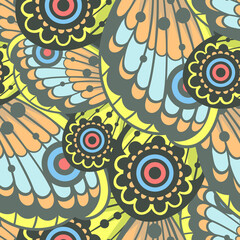Vector Yellow  Butterfly Wing Seamless Pattern