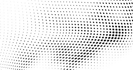Chaotic abstract hafton background. Waves of black dots on white