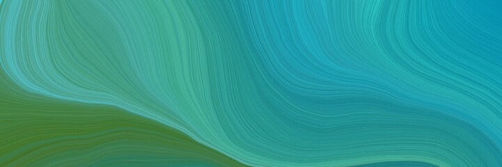 colorful and elegant vibrant background graphic with modern curvy waves background illustration with light sea green, dark olive green and sea green color