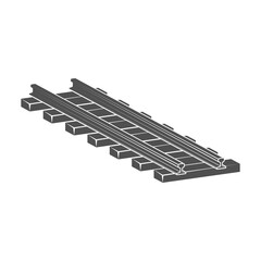 Rails with concrete sleepers for the railway icon in flat style.Vector illustration.