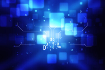 2d illustration Abstract futuristic electronic circuit technology background