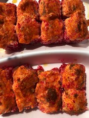 Delicious sushi with fish caviar and eel 