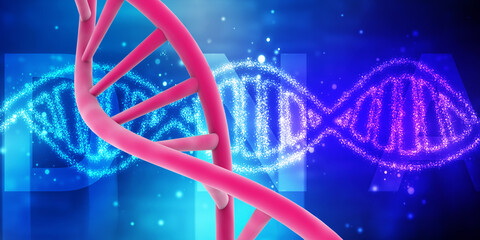 3d render of dna structure, abstract background