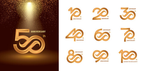 Set of 10 to 100 Anniversary logotype design, Years Celebrate Anniversary Logo