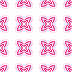 Fototapeta na wymiar Symmetry 4 petals flowers seamless pattern