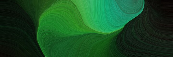 colorful and elegant vibrant abstract art waves graphic with abstract waves illustration with very dark green, sea green and forest green color
