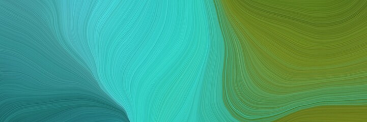 colorful and elegant vibrant artistic art design graphic with abstract waves design with light sea green, olive drab and medium turquoise color