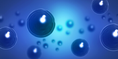 Cell. 3D rendering. Cells under microscope
