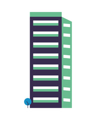 building construction with trees city scene