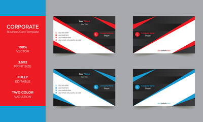Minimal and Simple Corporate Business Card Design Template and Vector Pro Illustration