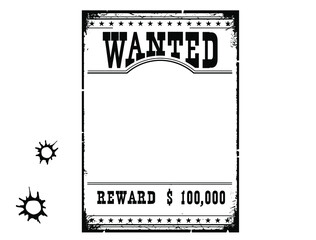 Wanted poster for portrait. American Western grunge paper for design on white background - 362959405