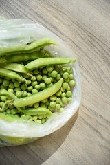 green peas on the table