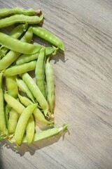 green peas on the table