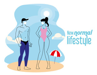couple with mask and swimsuit in summer