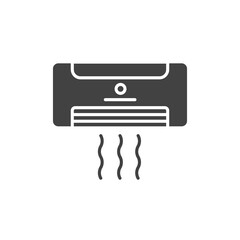 Air conditioner black glyph icon. Hotel amenities sign. Pictogram for web page, mobile app, promo. UI UX GUI design element.