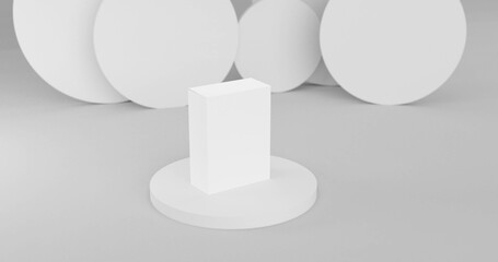 box packaging mock up white cylinder shape on white background. Backdrop design for product promotion. 3d rendering