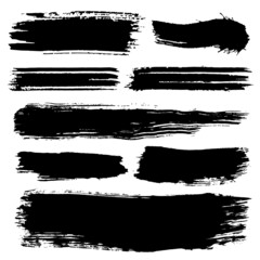 Black ink stroke. Collection of black smears 